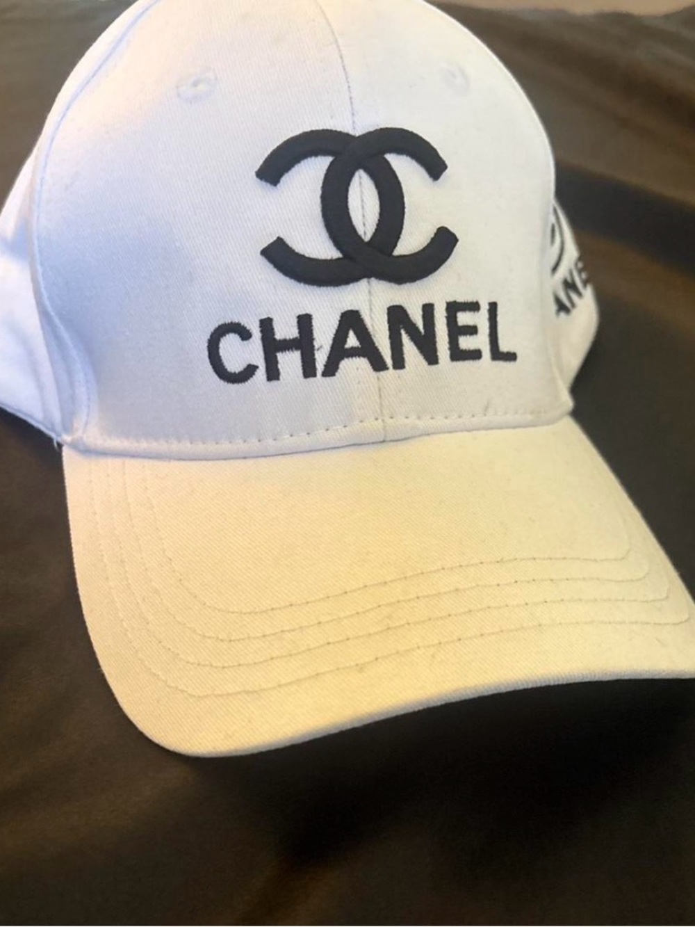 Luxury White Baseball Cap with Black Logo Embroidery